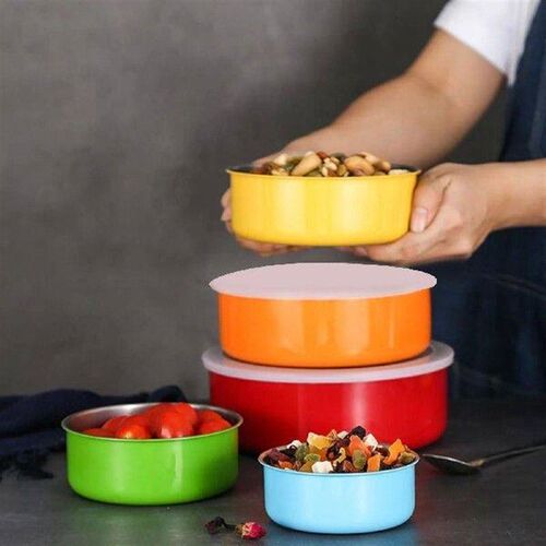 Kitchen Food Storage Boxes Preservation Round With Lid 5pcs