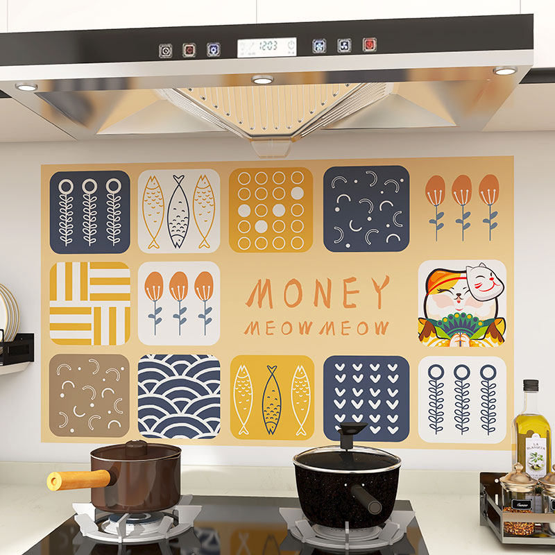 卡通瓦斯炉用耐高温防油污贴纸墙面翻新自粘瓷砖墙贴防水壁纸,家居饰品,软装墙贴,淘宝优惠券,粉丝福利购,淘宝优惠卷