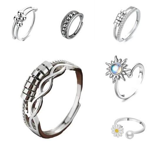 Anti Sss Anxiety Fidget Rings for Women Satinless Steel Spin