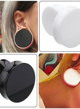 Pair 3-50mm Acrylic Solid Ear plug White&Black Earing Large