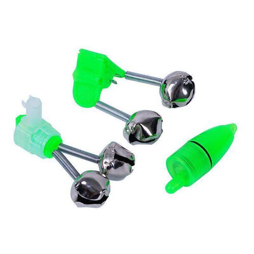 2Pcs Fishing Bell Alarms Bite  Fishing Rod Clamp Green Tip