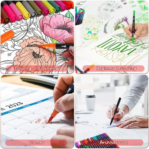 12-120 Colors Felt Tip Drawing Watercolor Art Markers Pen,Du