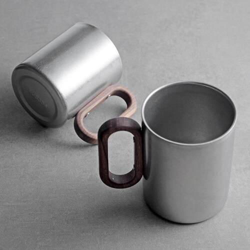 now Sand Finish Coffee Cup Heatproof Double Wall Wood Handle