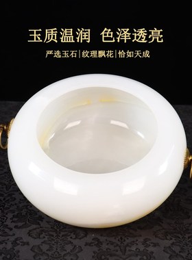 天然玉石聚宝盆摆件客厅玄关博古架装饰办公室乔迁开业招聚财礼品