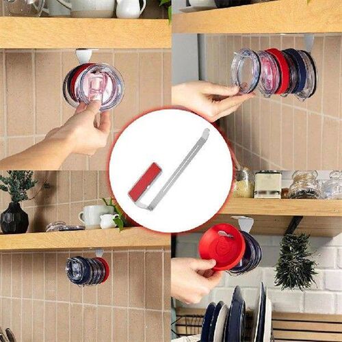 Alloy Space Saving Tumbler Lid Organizer Easy Installation