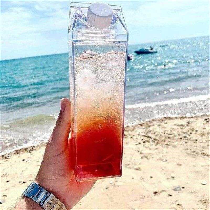 Milk Carton Water Bottles Square Portable Cup Water Bottle - 实物图