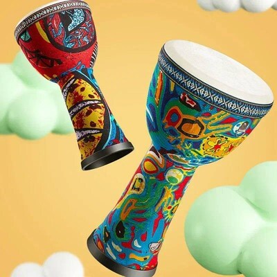 African Drum 8 Inch African Djembe Drum Hand-Carved Solid-Wo