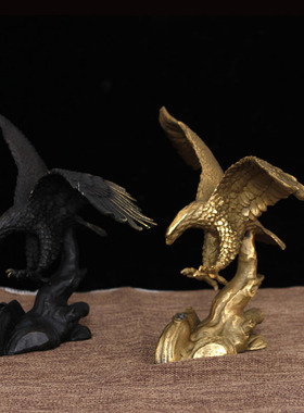 古叶家居纯黄铜宏图老鹰摆件办公室家居桌面中式工艺品装饰品