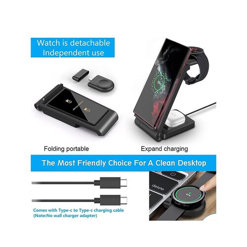 3 in 1 Wireless Charger for  S24 S23 Ultra/S22/S21/Note 20/Z