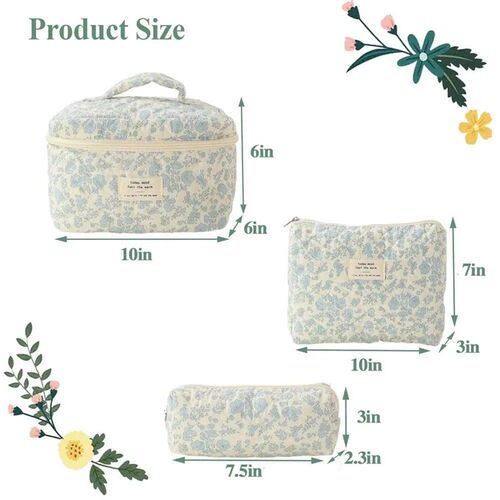 1pcs Cute Quilted Cotton Makeup Bag Women Zipper Cosmetic Or