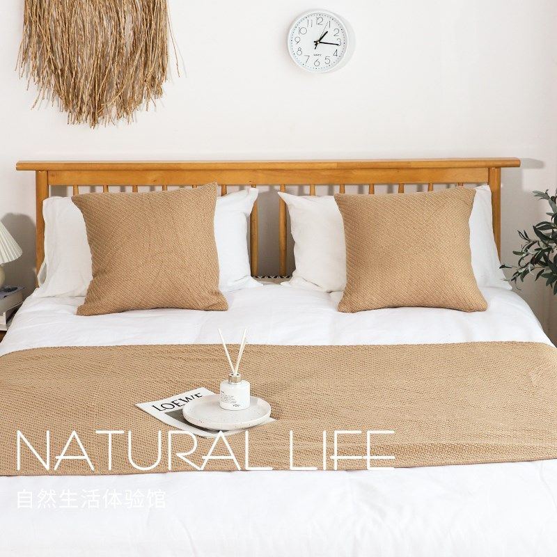 斜纹原木风民宿床旗酒店床尾毯沙发毯毛毯休闲针织毯子床尾巾,床上用品,床盖,淘宝优惠券,粉丝福利购,淘宝优惠卷