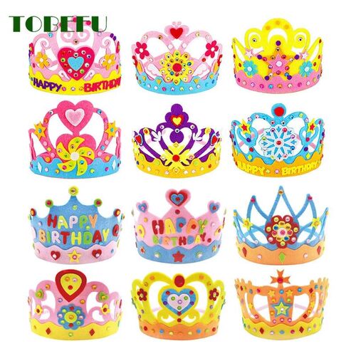 DIY Crafts Toy Crown Creative Paper Sequins Flowers Stars Pa