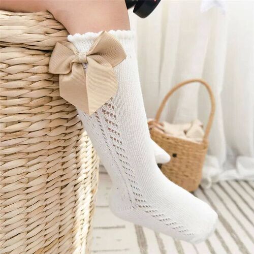 Summer Kids Knee High Socks Baby Girls Boys Bow Long Sock So