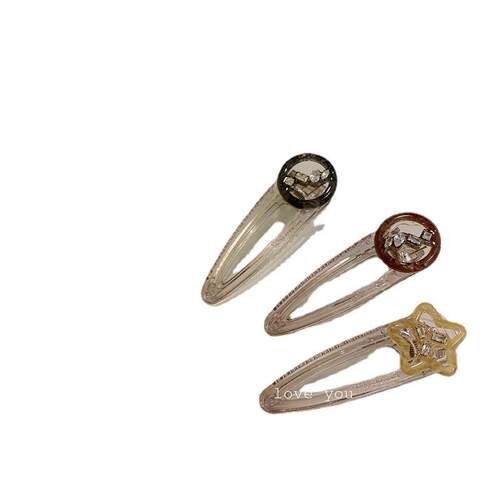 Retro geometric bear duckbill clip tide color  duckbill clip