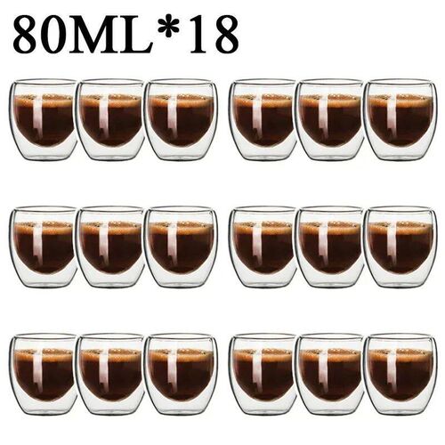 2-18PCS Double Wall High Borosilicate Glass Mug Heat Resista