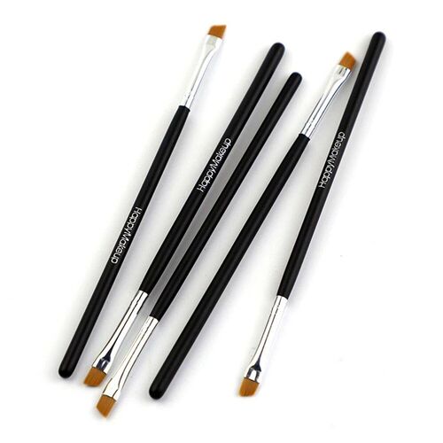 5Pcs Professional Black Eyebrow Inclined Flat Angled Brush M