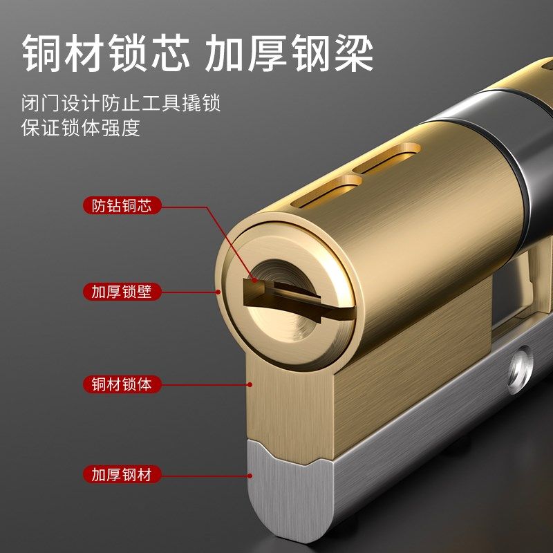 指纹锁锁芯专用全自动通用半自动c级防盗门密码锁智能锁应急钥匙