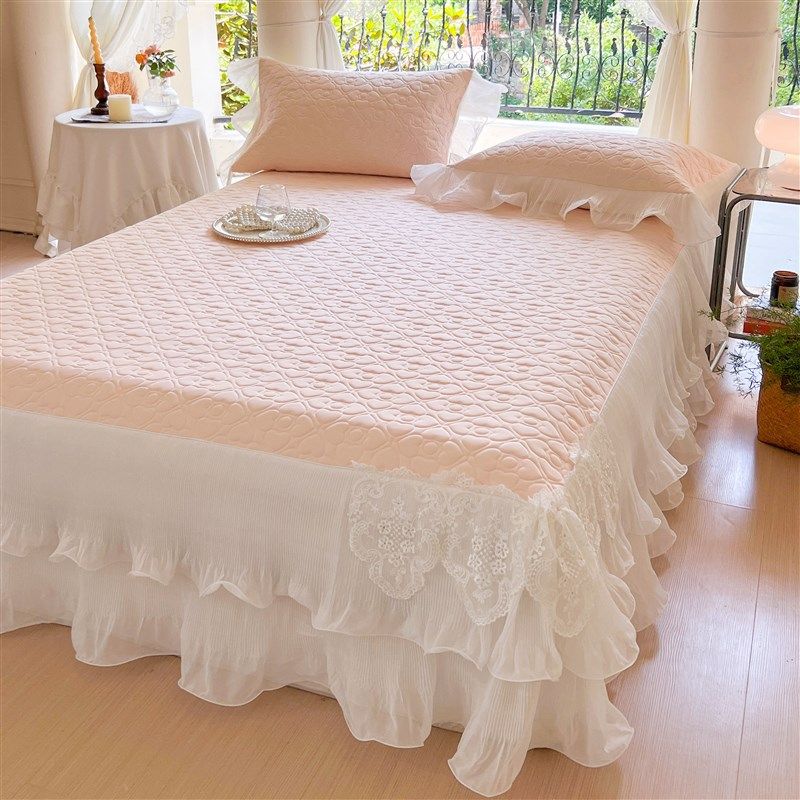 夏季凉感冰丝乳胶凉席三件少女心蕾丝床裙可机洗1.8m空调软席子,床上用品,冰丝席,淘宝优惠券,粉丝福利购,淘宝优惠卷