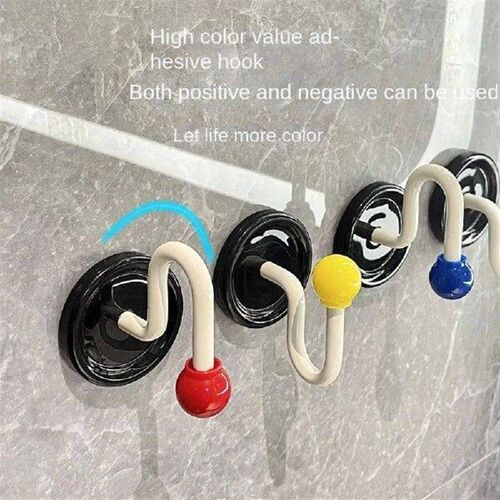 2PCS ABS Colorful Ball Hooks Punch-free Self Adhesive