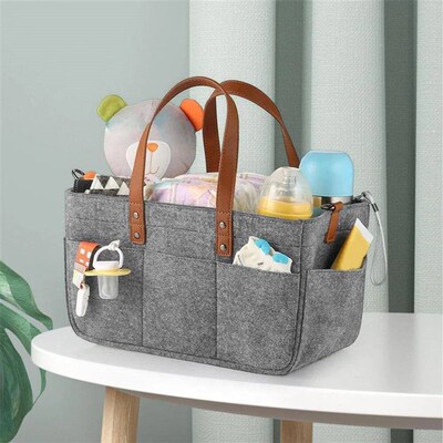 Foldable Felt Storage Bag Baby Diaper Caddy Organizer Car Tr