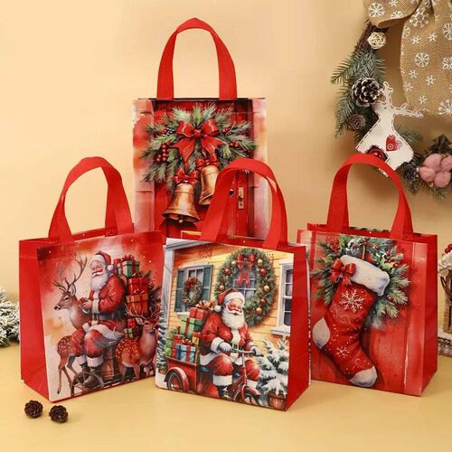 4/8pcs Christmas Gift Bag Santa Non-Woven Bag Christmas Deco