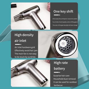 Mini Hair Dryer Travel Rechargeable Blow Dryer Cordless Port