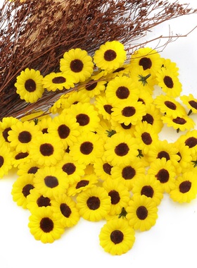 30pcs Mini Silk Sunflower Artificial Daisy Flower Head For W