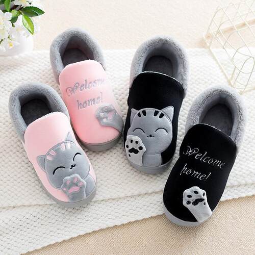 Children Indoor Slippers Winter Warm Shoes Kids Mum Dad Home