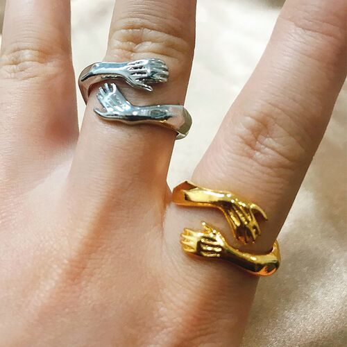 Gothic Hug Muscle Hands Rings For Women Men Adjustable Open