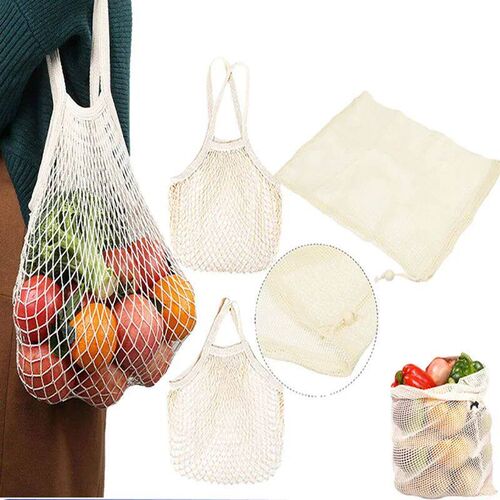 Portable Reusable Grocery Bags Vegetable Bag Washable Cotton