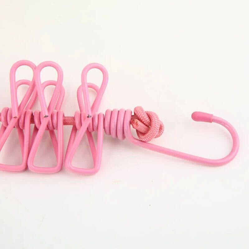 Portable Clothing Clothesline with 12 Clips Retractable Laun