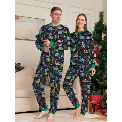 Dinosaur Christmas Pajamas Family Set with Dog Clothes