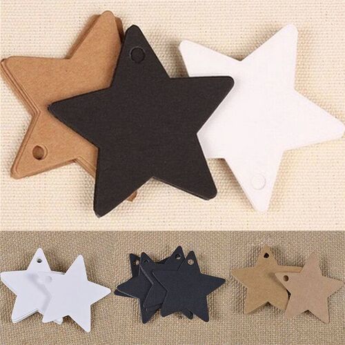 50/100Pc 6*6 cm Star Kraft Paper Label Price Tags Wedding Ch