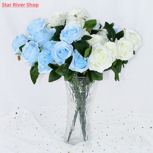 10pcs/bouquet Artificial Silk Flower Romantic Rose DIY Red W