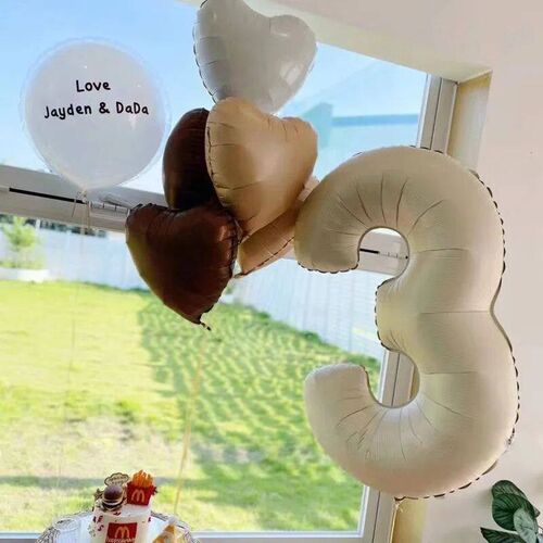 40Inch Big Cream Color Number Balloons 0-9 Large Digital Foi