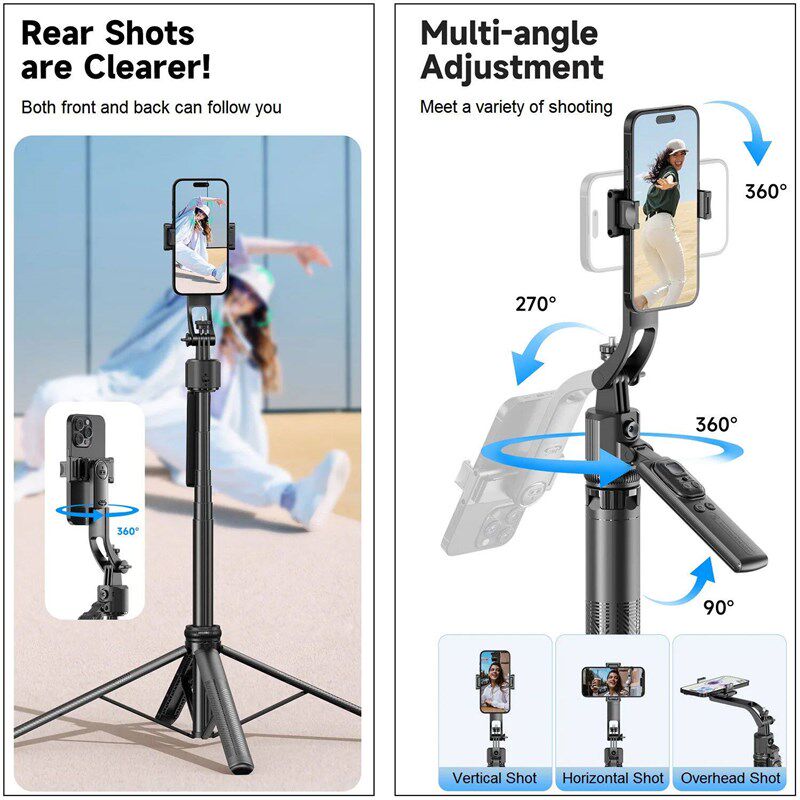 Extendable Auto Face Tracking Tripod 360 Rotation, No App,图片