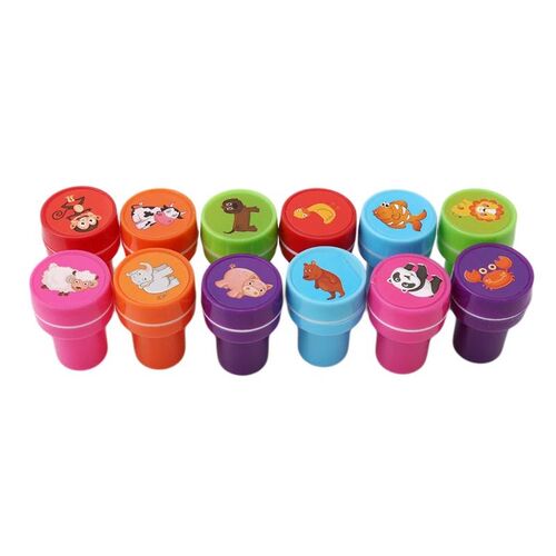 12pcs/Box Children Toy Rubber Stamps Cartoon Fruits Kid Seal
