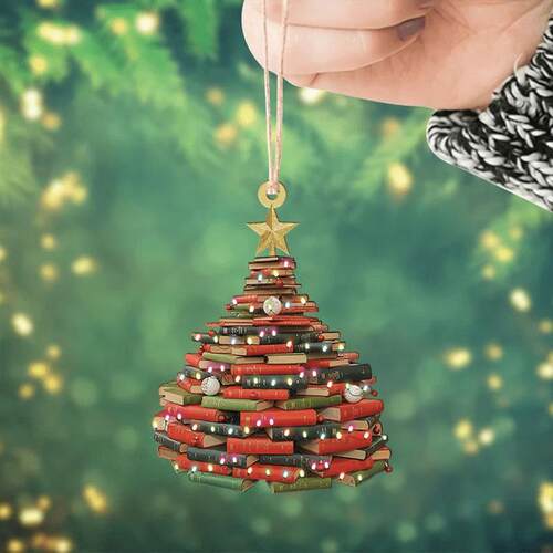 Book Christmas Tree Ornament Pendant Acrylic Decorative Pend