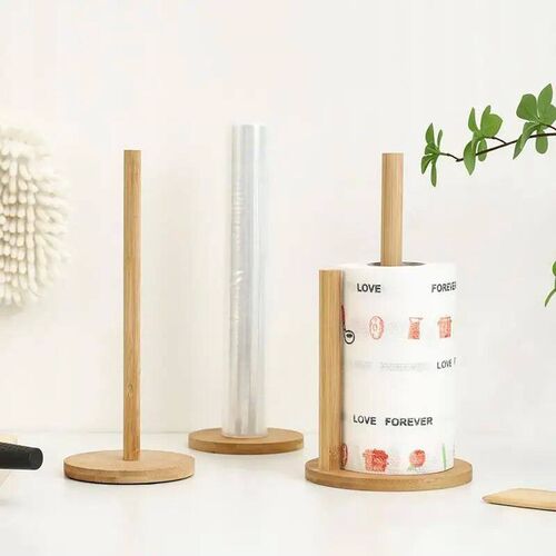 Kitchen Roll Paper Towel Holder Wooden Bathroom Oak Wood Tis