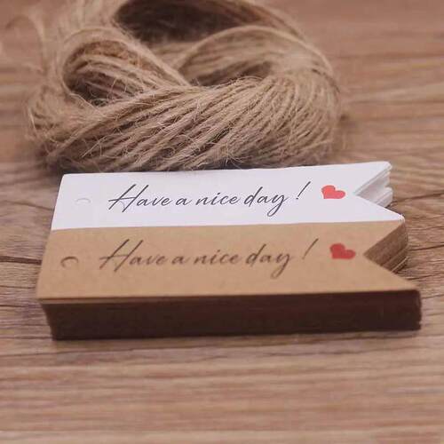 100pcs Kraft Gift Tags with 20m Rope Thank You Paper tags fo