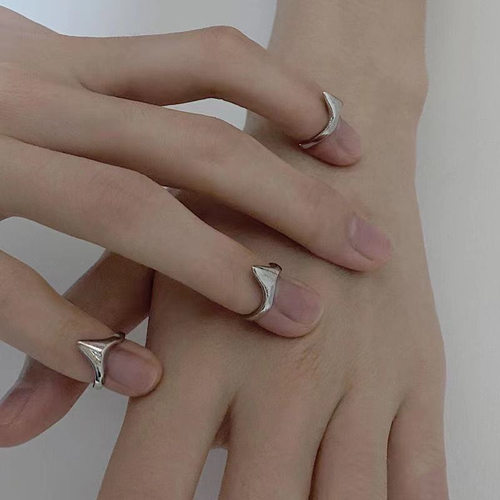 4pcs Knife Edge Metal Tail Ring Simple Personality Cool Open