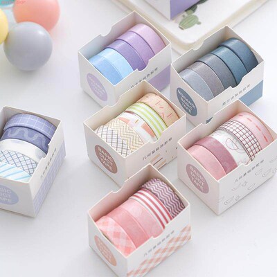 5Rolls/box Solid Color Washi Tape Set Decorative Masking Tap