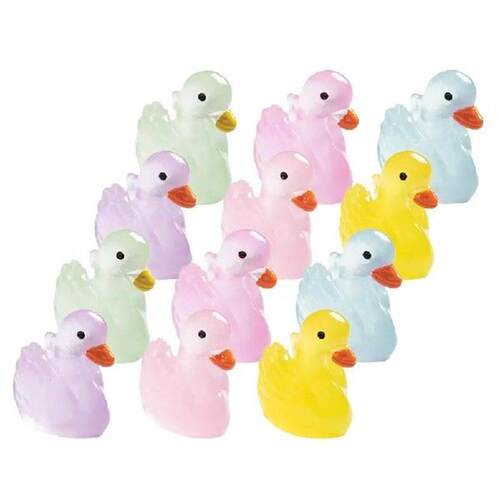 12 Pcs Swan Resin Mini Animals Cute Figures Office
