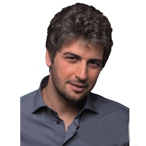 Middle-aged Mens Wig Fluffy, Realistic Short Curly Hair Bla