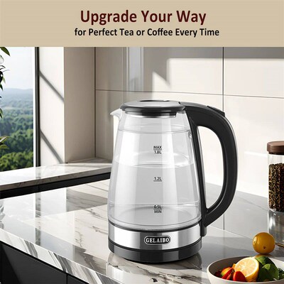 Kitchen Glass Electric Kettle,1.8L Double Layer Scald Resist