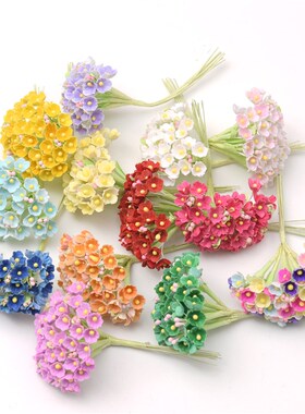 1bunch\8pcs Mini Paper Rose Fake Flower Bouquet Wedding Dec