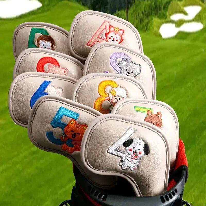9/10Pcs Portable PU Golf Club Iron Head vers Protector Golfs - 实物图