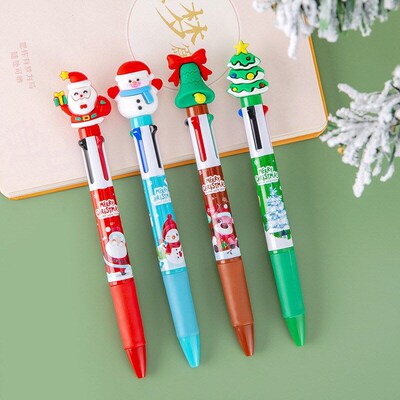 Santa Claus Reindeer Pine Tree 4color Ballpoint Pen Student