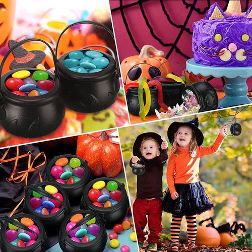 Halloween Witch Cauldron Decoration, Black Plastic Witches C