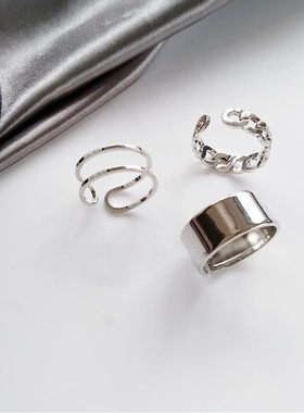 3Pcs Women Hip-hop Rock Metal Round Geometric Rings Ladies H